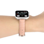 Slim Crocodile Leather Watch Band, For Apple Watch Series 4 44mm, For Apple Watch Series 4 40mm, For Apple Watch Series 3 38mm, For Apple Watch Series 3 42mm, For Apple Watch Series 2 42mm, For Apple Watch Series 2 38mm