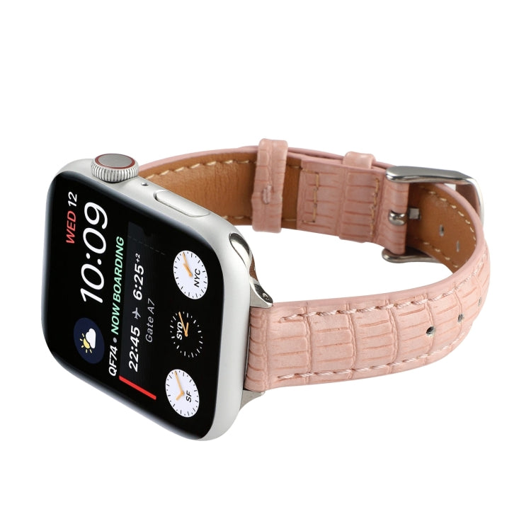 Slim Crocodile Leather Watch Band, For Apple Watch 42mm, For Apple Watch 38mm