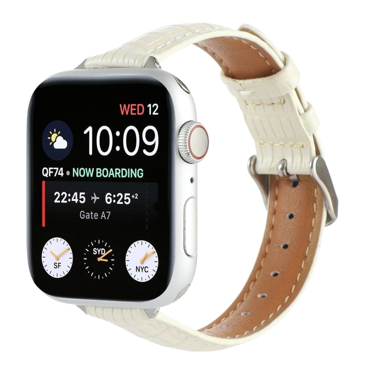 Slim Crocodile Leather Watch Band, For Apple Watch 42mm, For Apple Watch 38mm