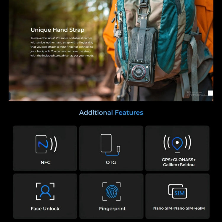 Oukitel WP33 Pro, IP68/IP69K, Fingerprint Identification, 22000mAh, 6.6 inch MediaTek Dimensity 6100+ Octa-core, NFC, OTG, Network: 5G, WP33 Pro 8GB+256GB