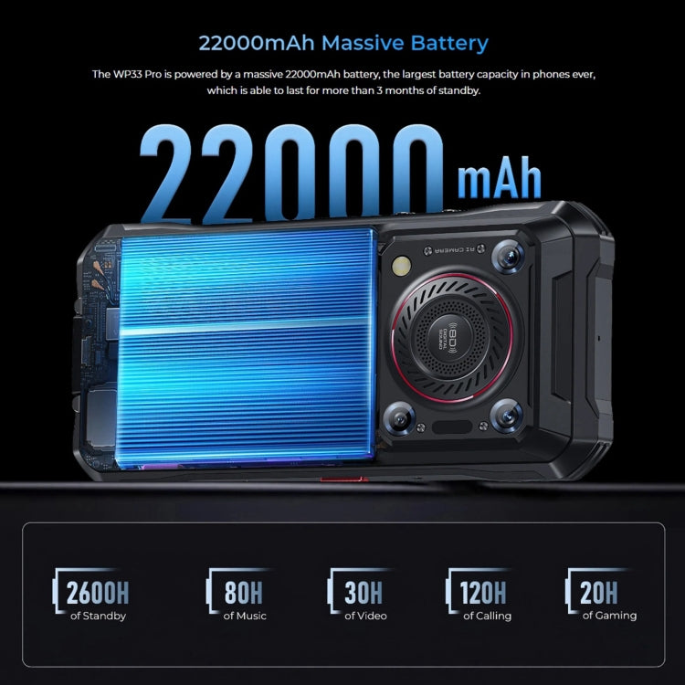 Oukitel WP33 Pro, IP68/IP69K, Fingerprint Identification, 22000mAh, 6.6 inch MediaTek Dimensity 6100+ Octa-core, NFC, OTG, Network: 5G, WP33 Pro 8GB+256GB