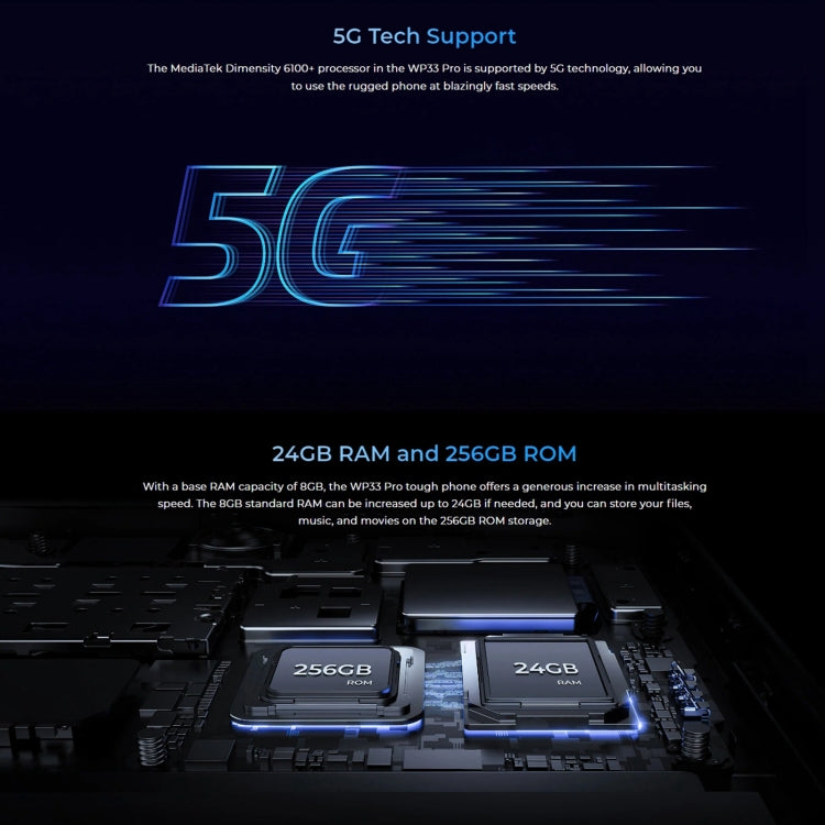 Oukitel WP33 Pro, IP68/IP69K, Fingerprint Identification, 22000mAh, 6.6 inch MediaTek Dimensity 6100+ Octa-core, NFC, OTG, Network: 5G, WP33 Pro 8GB+256GB