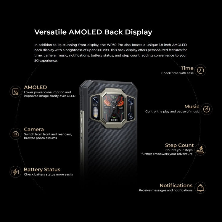 Oukitel WP30 Pro 5G, IP68/IP69K, 108MP Camera, 11000mAh, 6.78 inch + 1.8 inch MediaTek Dimensity 8050 Octa-core 3.0GHz, NFC, OTG, Network: 5G, WP30 Pro 5G 12GB+512GB