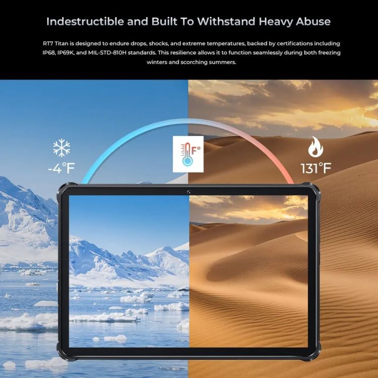OUKITEL RT7 TITAN 5G Network IP68/IP69K Rugged Tablet, 10.1 inch Android 15 MediaTek Dimensity 7050 Octa Core Support Dual SIM, EU Plug, RT7 5G 12GB+512GB