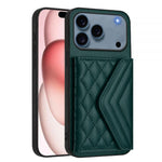 Rhombic Texture Card Bag RFID Phone Case with Long Lanyard, For iPhone 17 Pro Max, For iPhone 17 Pro, For iPhone 17, For iPhone Air, For iPhone 16 Pro Max, For iPhone 16 Pro, For iPhone 16 Plus, For iPhone 16
