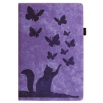 غطاء لوحي من الجلد بنقش قطة فراشة، لجهاز iPad Air 13 2026 / 2025 / 2024، لجهاز iPad Air 11 2026 / 2025 / 2024، لجهاز iPad Pro 13 2025 / 2024، لجهاز iPad Pro 11 2025 / 2024، لجهاز iPad mini 2024 / 2021