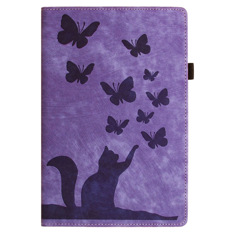غطاء لوحي من الجلد بنقش قطة فراشة، لجهاز iPad Air 13 2026 / 2025 / 2024، لجهاز iPad Air 11 2026 / 2025 / 2024، لجهاز iPad Pro 13 2025 / 2024، لجهاز iPad Pro 11 2025 / 2024، لجهاز iPad mini 2024 / 2021
