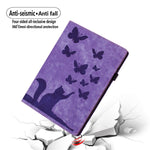 غطاء لوحي من الجلد بنقش قطة فراشة، لجهاز iPad Air 13 2026 / 2025 / 2024، لجهاز iPad Air 11 2026 / 2025 / 2024، لجهاز iPad Pro 13 2025 / 2024، لجهاز iPad Pro 11 2025 / 2024، لجهاز iPad mini 2024 / 2021