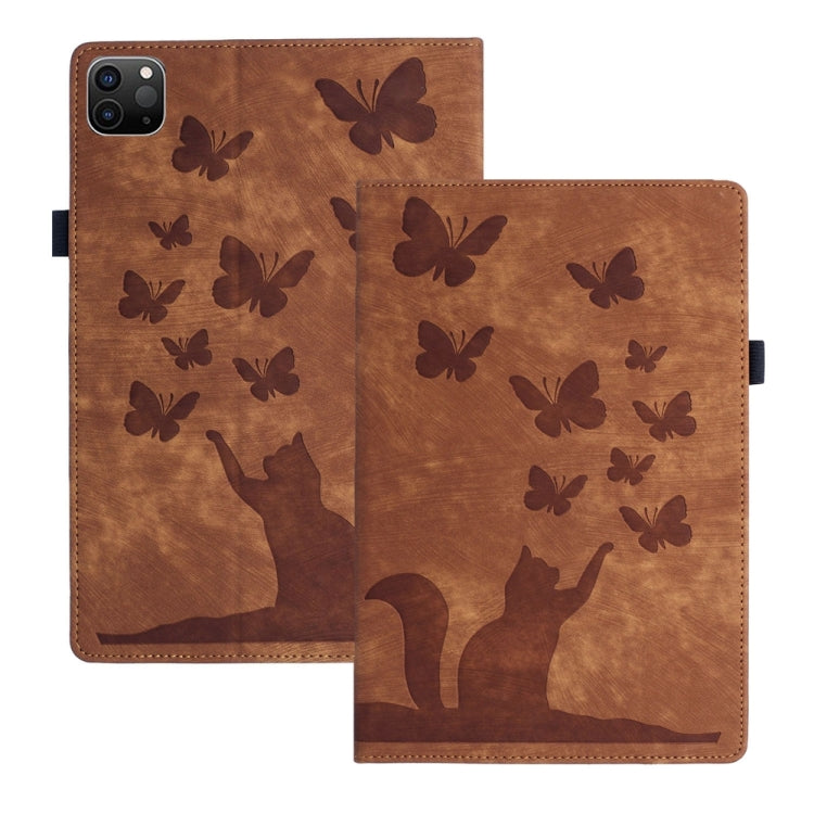 غطاء لوحي من الجلد بنقش قطة فراشة، لجهاز iPad Air 13 2026 / 2025 / 2024، لجهاز iPad Air 11 2026 / 2025 / 2024، لجهاز iPad Pro 13 2025 / 2024، لجهاز iPad Pro 11 2025 / 2024، لجهاز iPad mini 2024 / 2021