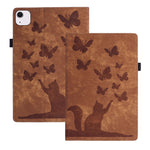 غطاء لوحي من الجلد بنقش قطة فراشة، لجهاز iPad Air 13 2026 / 2025 / 2024، لجهاز iPad Air 11 2026 / 2025 / 2024، لجهاز iPad Pro 13 2025 / 2024، لجهاز iPad Pro 11 2025 / 2024، لجهاز iPad mini 2024 / 2021