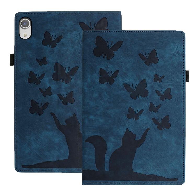غطاء لوحي من الجلد بنقش قطة فراشة، لجهاز iPad Air 13 2026 / 2025 / 2024، لجهاز iPad Air 11 2026 / 2025 / 2024، لجهاز iPad Pro 13 2025 / 2024، لجهاز iPad Pro 11 2025 / 2024، لجهاز iPad mini 2024 / 2021