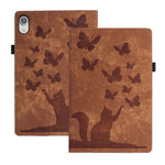 غطاء لوحي من الجلد بنقش قطة فراشة، لجهاز iPad Air 13 2026 / 2025 / 2024، لجهاز iPad Air 11 2026 / 2025 / 2024، لجهاز iPad Pro 13 2025 / 2024، لجهاز iPad Pro 11 2025 / 2024، لجهاز iPad mini 2024 / 2021