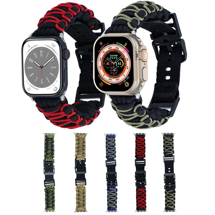 Dual-layer Braided Paracord Buckle Watch Band, For Apple Watch Series 4 44mm, For Apple Watch Series 4 40mm, For Apple Watch Series 3 38mm, For Apple Watch Series 3 42mm, For Apple Watch Series 2 42mm, For Apple Watch Series 2 38mm, For Apple Watch 42m...