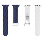 Carbon Fiber Magnetic Silver Buckle Watch Band, For Apple Watch Series 9 45mm, For Apple Watch Series 9 41mm, For Apple Watch Ultra 49mm