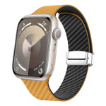 Carbon Fiber Magnetic Silver Buckle Watch Band, For Apple Watch Series 8 41mm, For Apple Watch Series 8 45mm, For Apple Watch SE 2022 40mm