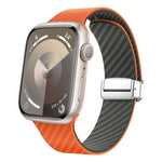 Carbon Fiber Magnetic Silver Buckle Watch Band, For Apple Watch Series 8 41mm, For Apple Watch Series 8 45mm, For Apple Watch SE 2022 40mm