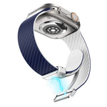Carbon Fiber Magnetic Silver Buckle Watch Band, For Apple Watch 42mm, For Apple Watch 38mm