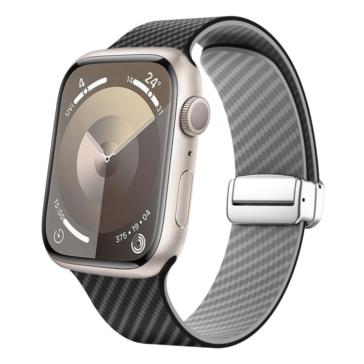 Carbon Fiber Magnetic Silver Buckle Watch Band, For Apple Watch 42mm, For Apple Watch 38mm