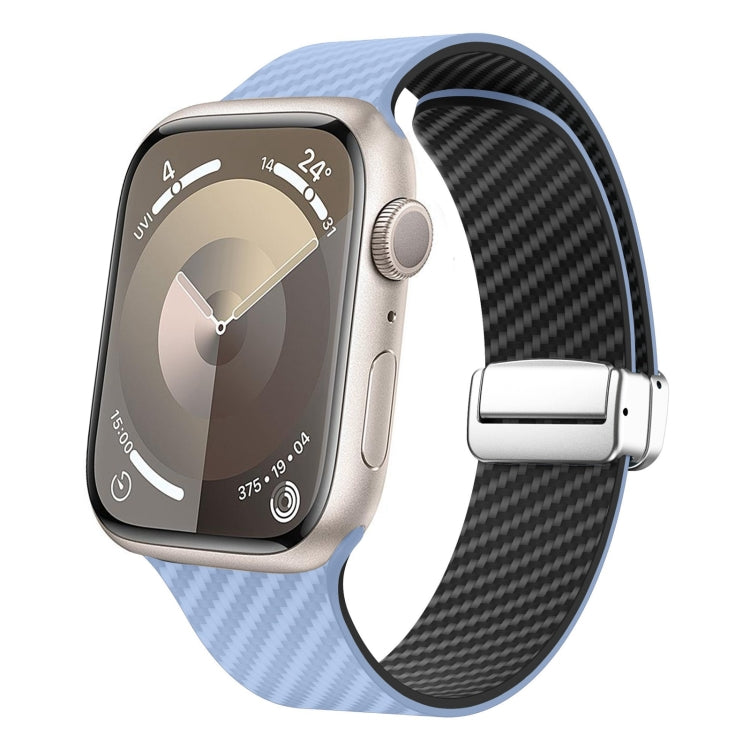Carbon Fiber Magnetic Silver Buckle Watch Band, For Apple Watch 42mm, For Apple Watch 38mm