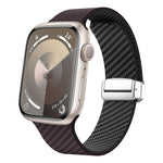 Carbon Fiber Magnetic Silver Buckle Watch Band, For Apple Watch 42mm, For Apple Watch 38mm