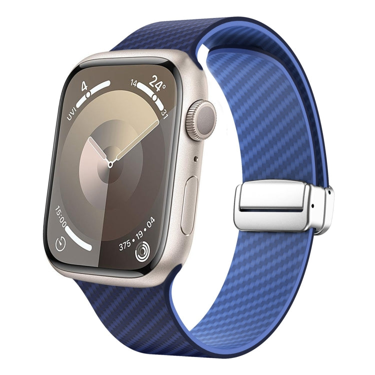 Carbon Fiber Magnetic Silver Buckle Watch Band, For Apple Watch 42mm, For Apple Watch 38mm