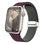 Carbon Fiber Magnetic Silver Buckle Watch Band, For Apple Watch 42mm, For Apple Watch 38mm