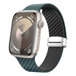 Carbon Fiber Magnetic Silver Buckle Watch Band, For Apple Watch 42mm, For Apple Watch 38mm