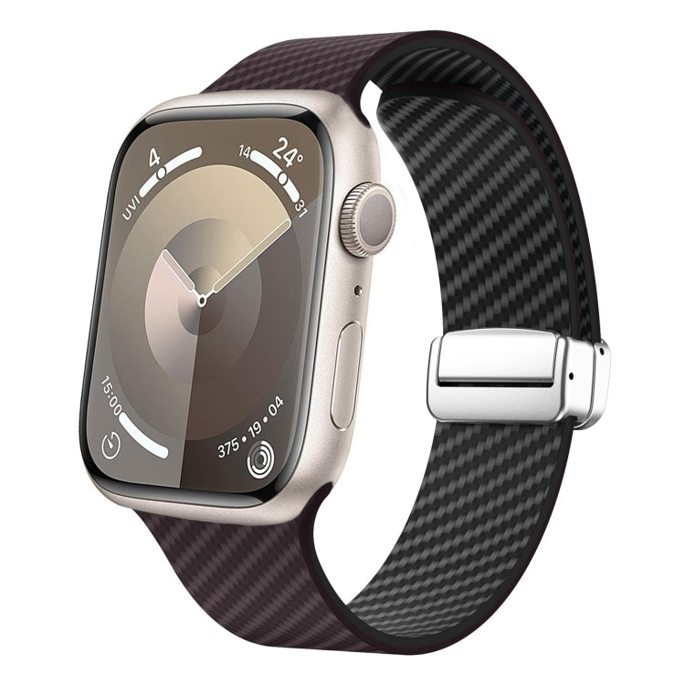 Carbon Fiber Magnetic Silver Buckle Watch Band, For Apple Watch 42mm, For Apple Watch 38mm