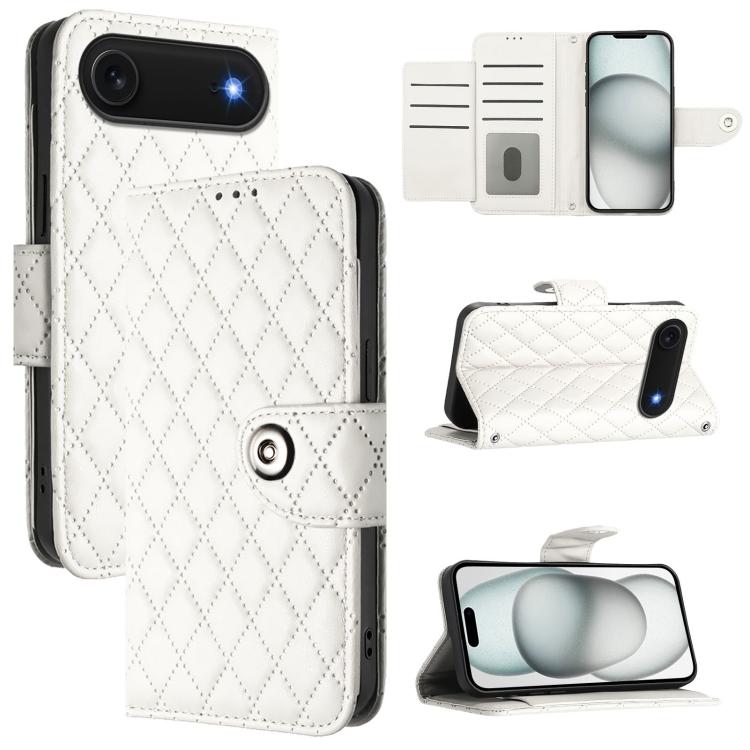 Rhombic Texture Flip Leather Phone Case with Lanyard, For iPhone 17 Pro Max, For iPhone 17 Pro, For iPhone 17, For iPhone Air, For iPhone SE 2024, For iPhone 16 Pro Max, For iPhone 16 Pro, For iPhone 16 Plus