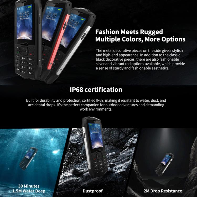 HAMTOD H3 Rugged Phone, 2.8 inch T107 ARM CortexTM A7 Quad-core 1.0GHz, Network: 4G, VoLTE, BT, SOS, EU Version