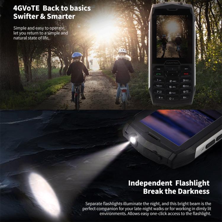 HAMTOD H3 Rugged Phone, 2.8 inch T107 ARM CortexTM A7 Quad-core 1.0GHz, Network: 4G, VoLTE, BT, SOS, EU Version