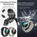 X10 Kopfhörer-Smartwatch mit 1,39 Zoll großem, wasserdichtem Armband, unterstützt Bluetooth-Anrufe, NFC und Herzfrequenzmessung