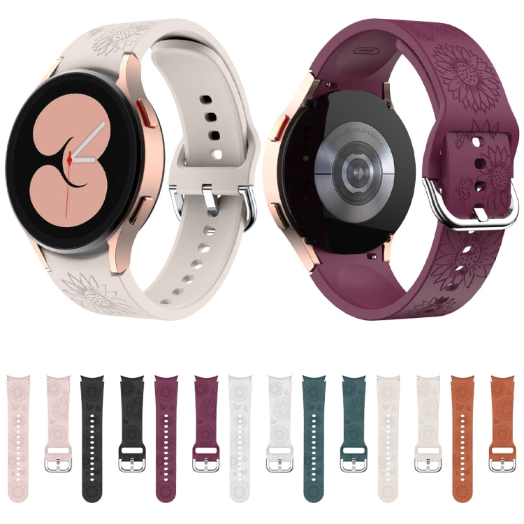 Sunflower Pattern Embossed Silicone Watch Band, For Samsung Galaxy Watch 6