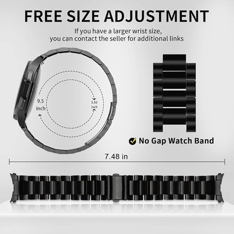 Three Bead Stainless Steel Metal Watch Band, For Samsung Galaxy Watch 6 / 5 / 4