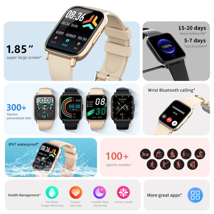 DM05 1,83 Zoll BT5.2 Smartwatch, unterstützt Schlafüberwachung / Herzfrequenzmessung / Blutsauerstoffmessung / Temperaturmessung / Blutzuckermessung / Blutdruckmessung