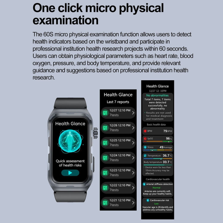 TK79 1.47 inch IP68 Waterproof Smart Watch, Support ECG / Blood Glucose / Blood Oxygen Monitoring / Uric Acid