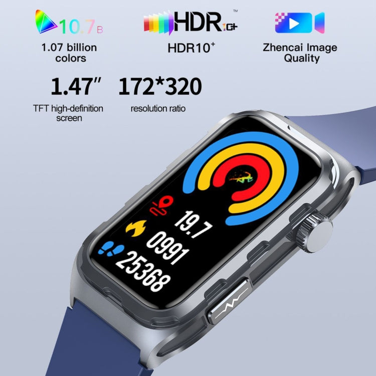 TK79 1.47 inch IP68 Waterproof Smart Watch, Support ECG / Blood Glucose / Blood Oxygen Monitoring / Uric Acid