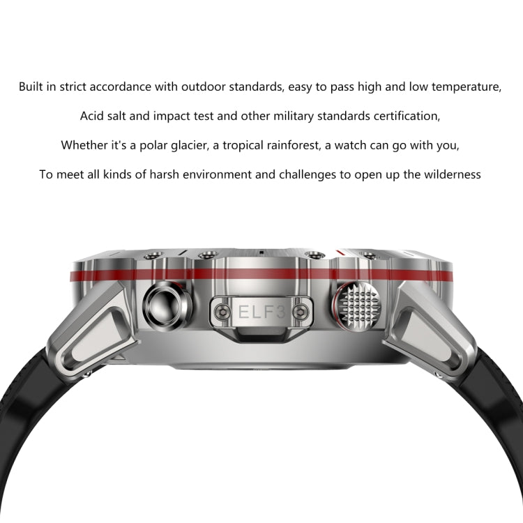 ELF3 1.39 inch TFT Round Screen Outdoor Silicone Strap Smart Watch Supports Blood Oxygen Monitoring