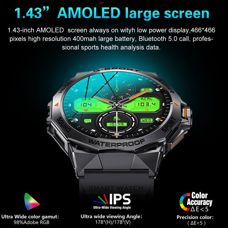 K62 1.43 inch AMOLED Round Screen Smart Watch Supports Bluetooth Calls