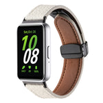 Litchi Texture Magnetic Black Buckle Leather Watch Band, For Samsung Galaxy Fit 3