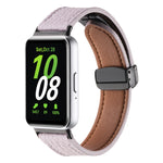 Litchi Texture Magnetic Black Buckle Leather Watch Band, For Samsung Galaxy Fit 3
