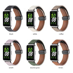 Litchi Texture Magnetic Black Buckle Leather Watch Band, For Samsung Galaxy Fit 3