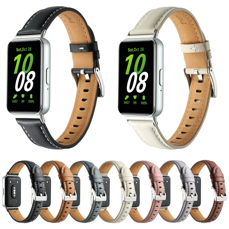 Pointed Tail Genuine Leather Watch Band, For Samsung Galaxy Fit 3