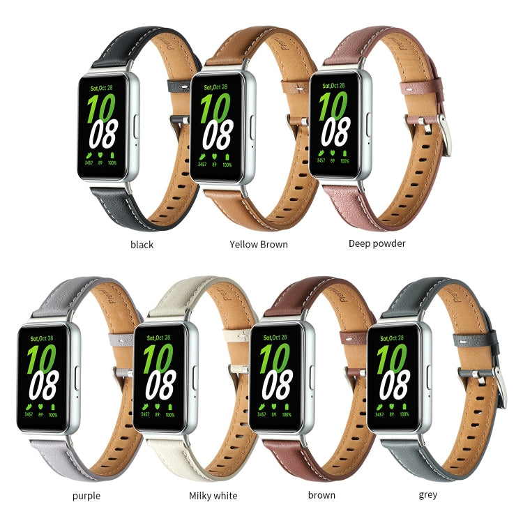 Pointed Tail Genuine Leather Watch Band, For Samsung Galaxy Fit 3