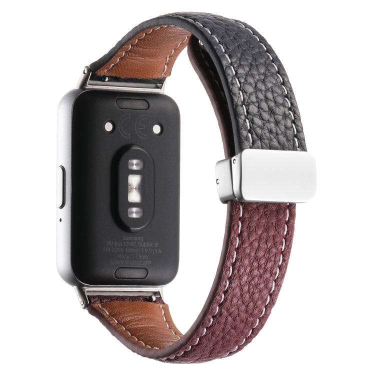 Litchi Texture Magnetic Buckle Slim Leather Watch Band, For Samsung Galaxy Fit 3