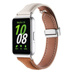 Litchi Texture Magnetic Buckle Slim Leather Watch Band, For Samsung Galaxy Fit 3