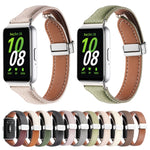 Litchi Texture Magnetic Buckle Slim Leather Watch Band, For Samsung Galaxy Fit 3