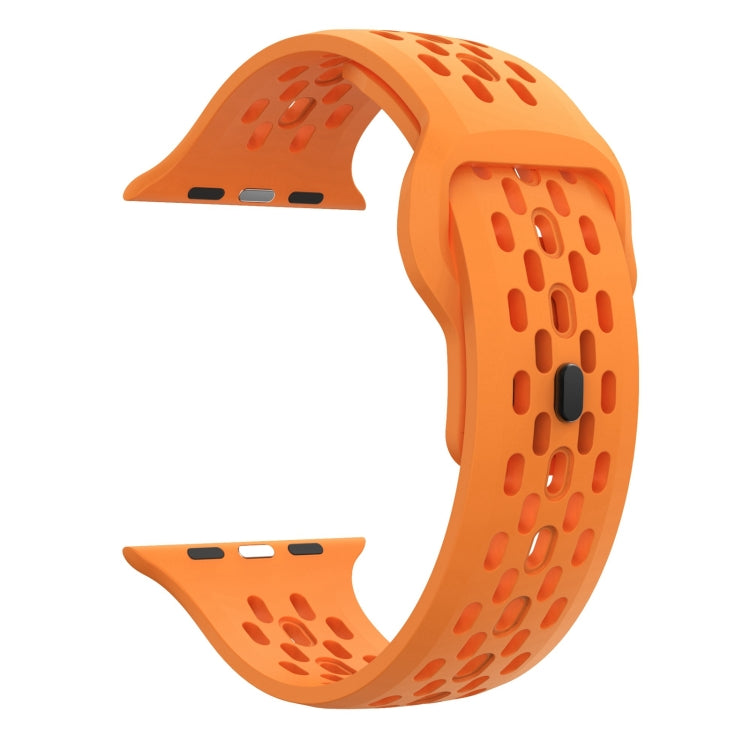 Oval Holes Fluororubber Watch Band, For Apple Watch Series 6 44mm, For Apple Watch Series 5 44mm, For Apple Watch Series 4 44mm, For Apple Watch Series 3 42mm, For Apple Watch Series 2 42mm, For Apple Watch 42mm