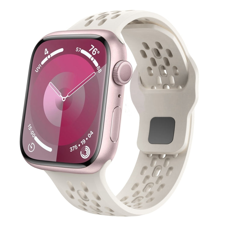 Oval Holes Fluororubber Watch Band, For Apple Watch Series 6 44mm, For Apple Watch Series 5 44mm, For Apple Watch Series 4 44mm, For Apple Watch Series 3 42mm, For Apple Watch Series 2 42mm, For Apple Watch 42mm