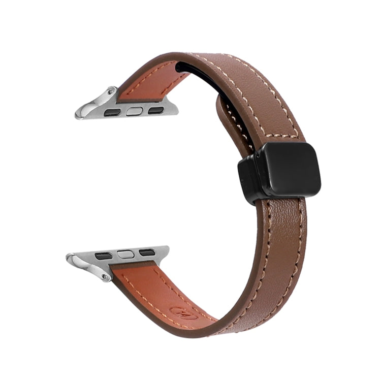 Slim Magnetic Buckle Genuine Leather Watch Band, For Apple Watch 38mm